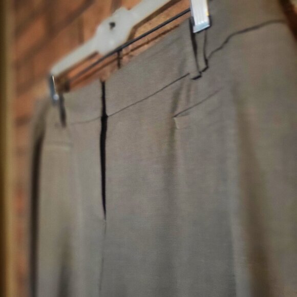 LOFT Women's Taupe Flat Front Straight Leg w/"Slight" Flair Trousers - Size 12 - Picture 3 of 10